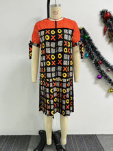 Elegance Loose Print Zip Casual Dress